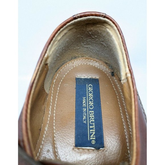 Giorgio Brutini Mens Size 9 Brown Leather Nelson Oxford Shoes. Split Toe Lace Up